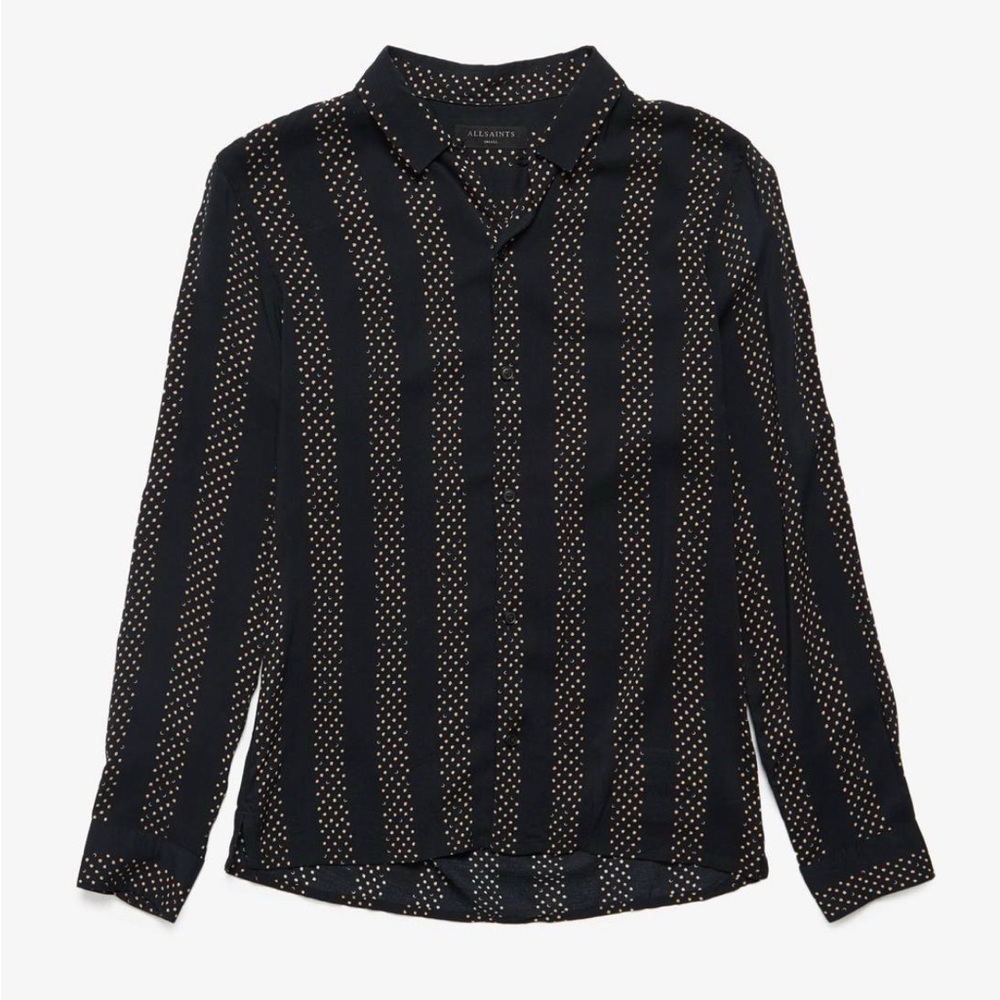 AllSaints Santiago Shirt Black SMALL Long Sleeve Viscose